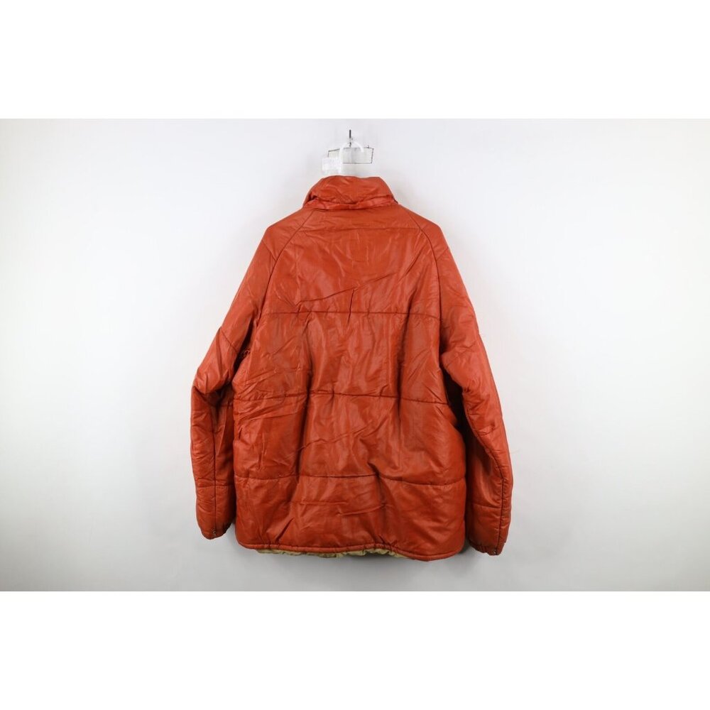 Vtg 70s Streetwear Mens XL Distressed Full Zip Winter Puffer Jacket Orange USA - Picture 15 of 16